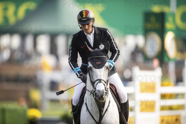 Olivier Philippaerts of Belgium, riding Nobel Van Vromboautshoeve competes in the 2025 Spruce Meadows Masters on September 4, 2025 in Calgary, Alberta, Canada, North America
