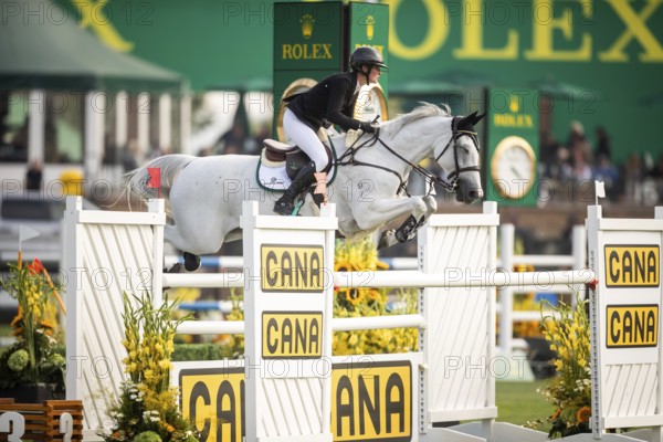 Hilary Scott or Australia, riding Oaks Milky Way competes in the 2025 Spruce Meadows Masters on September 4, 2025 in Calgary, Alberta, Canada, North America
