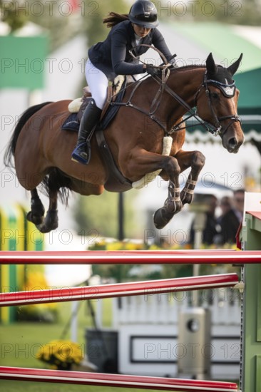 Alessandra Reich of Austria, riding Oeli R, competes in the 2025 Spruce Meadows Masters on September 4, 2025 in Calgary, Alberta, Canada, North America