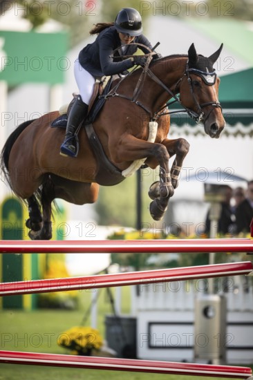Alessandra Reich of Austria, riding Oeli R, competes in the 2025 Spruce Meadows Masters on September 4, 2025 in Calgary, Alberta, Canada, North America
