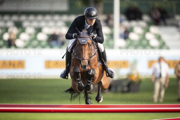 Max Kuhner of Austria, riding Elektric Blue P, competes in the 2025 Spruce Meadows Masters on September 4, 2025 in Calgary, Alberta, Canada, North America