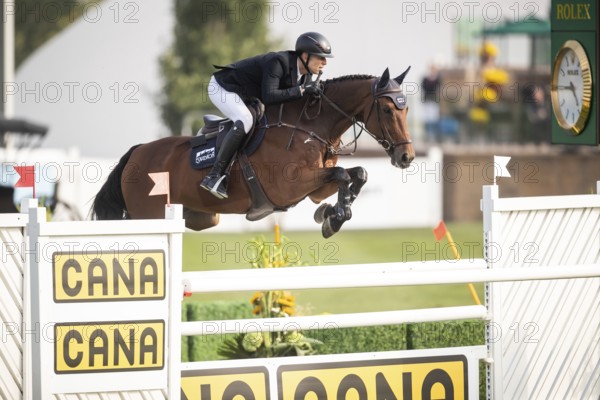 Max Kuhner of Austria, riding Elektric Blue P, competes in the 2025 Spruce Meadows Masters on September 4, 2025 in Calgary, Alberta, Canada, North America