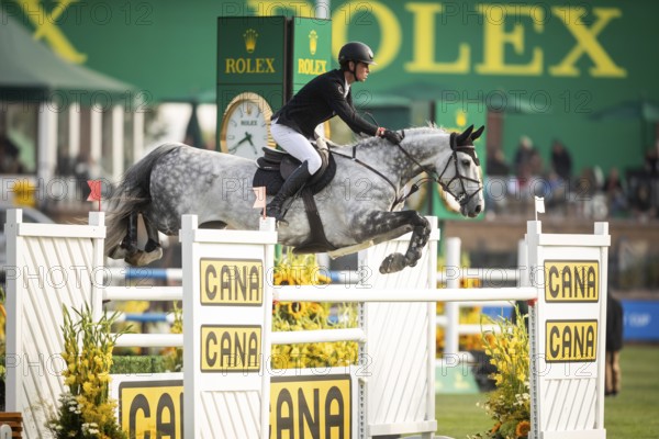 Kevin Jochems of the Netherlands, riding Csquetto Van De Helle competes in the 2025 Spruce Meadows Masters on September 4, 2025 in Calgary, Alberta, Canada, North America