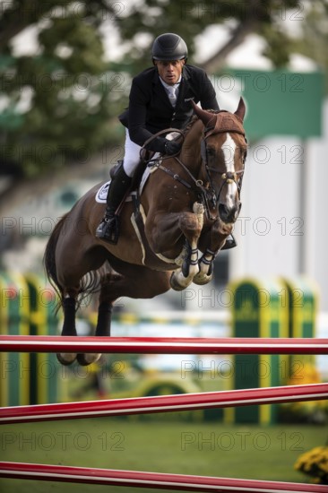 Willem Greve of the Netherands, riding Pretty Woman Van't Paradujs competes in the 2025 Spruce Meadows Masters on September 4, 2025 in Calgary, Alberta, Canada, North America
