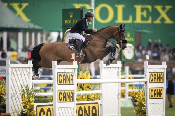 Bertram Allen of Ireland, riding Qonquest De Rigo competes in the 2025 Spruce Meadows Masters on September 4, 2025 in Calgary, Alberta, Canada, North America