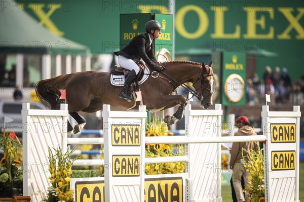 Willem Greve of the Netherands, riding Pretty Woman Van't Paradujs competes in the 2025 Spruce Meadows Masters on September 4, 2025 in Calgary, Alberta, Canada, North America