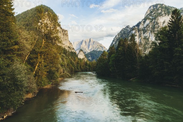 View of the Enns, Ödstein in the background, Admont, Styria, Austria