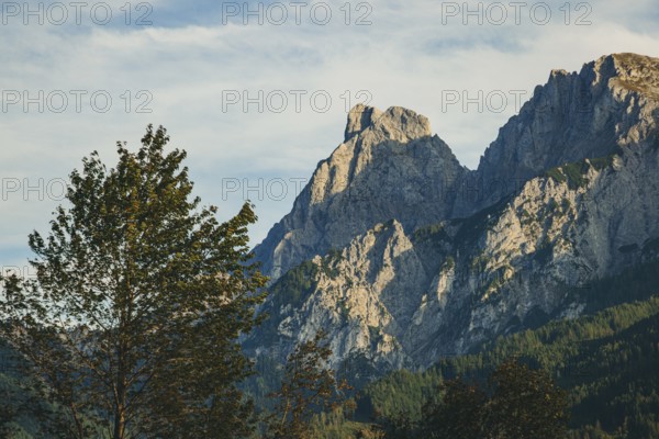 Admonter Reichenstein and Sparafeld in the sunlight, Weng im Gesäuse, Styria, Austria