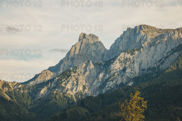 Admonter Reichenstein and Sparafeld in the sunlight, Weng im Gesäuse, Styria, Austria