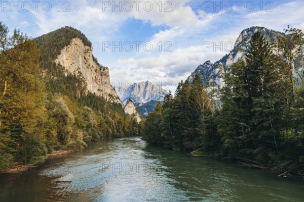 View of the Enns, Ödstein in the background, Admont, Styria, Austria