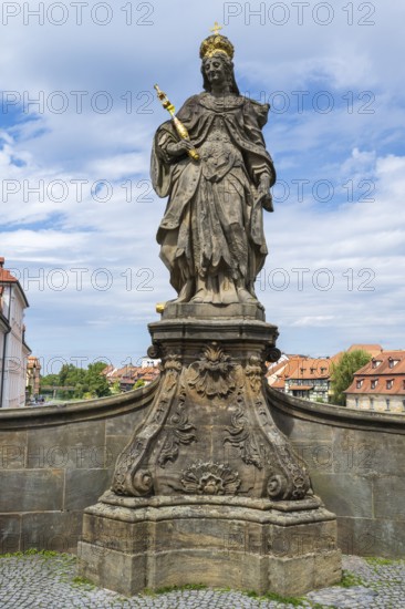 Empress Kunigund, statue, Upper Bridge, UNESCO World Heritage Site, Bamberg, Upper Franconia, Franconia, Bavaria, Germany