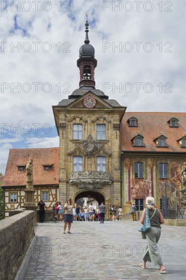 Old Town Hall, Upper Bridge, tourists, Old Town, UNESCO World Heritage Site, Bamberg, Upper Franconia, Franconia, Bavaria, Germany