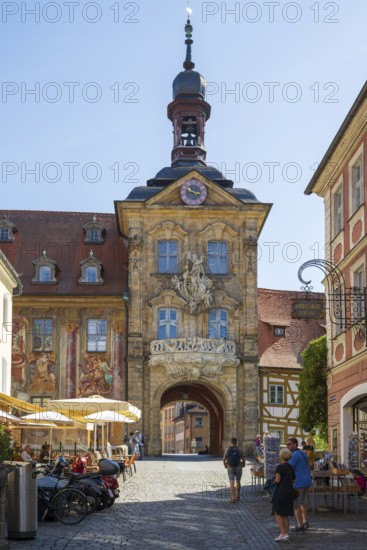 Old Town Hall, UNESCO World Heritage Site, Upper Bridge, tourists, Old Town, Bamberg, Upper Franconia, Franconia, Bavaria, Germany