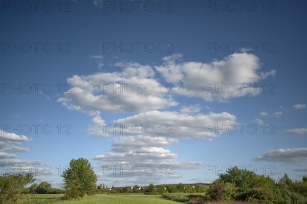 Landscape with cloudy sky, Eckental, Middle Franconia, Bavaria, Germany