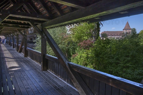 Nuremberg Hangman's Bridge was rebuilt in 1954, a reconstruction of the historic bridge from 1595, Nuremberg, Middle Franconia, Bavaria, Germany