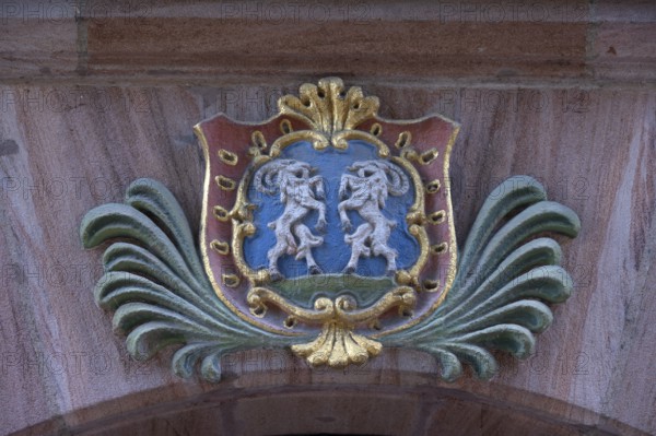 Coat of arms from the 16th century, at the flea market, Nuremberg, Middle Franconia, Bavaria, Germany