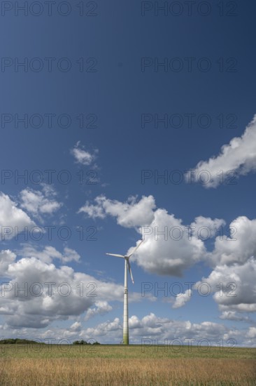 Wind turbine in open landscape, Karsberg, Upper Franconia, Bavaria, Germany