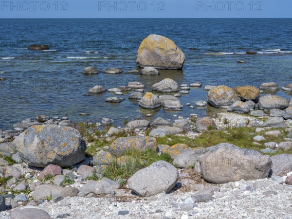 Stones on the shore of the island of Stora grundet on the northern tip of the Swedish island of Öland in the Baltic Sea, Öland, Sweden