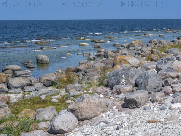 Stones on the shore of the island of Stora grundet on the northern tip of the Swedish island of Öland in the Baltic Sea, Öland, Sweden