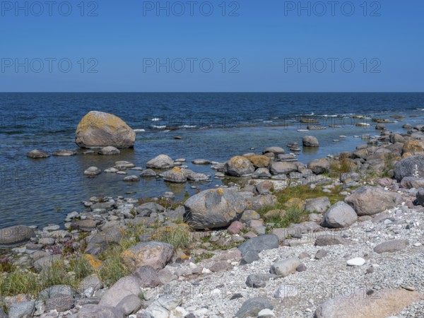 Stones on the shore of the island of Stora grundet on the northern tip of the Swedish island of Öland in the Baltic Sea, Öland, Sweden