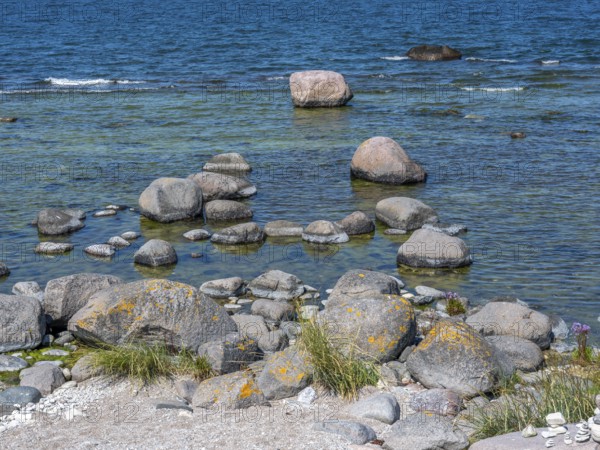 Stones on the shore of the island of Stora grundet on the northern tip of the Swedish island of Öland in the Baltic Sea, Öland, Sweden