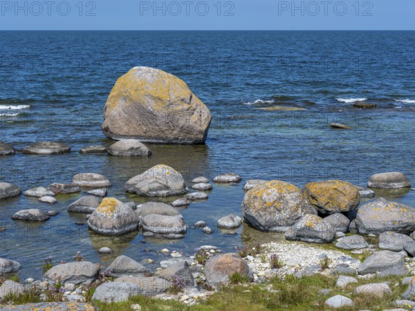 Stones on the shore of the island of Stora grundet on the northern tip of the Swedish island of Öland in the Baltic Sea, Öland, Sweden