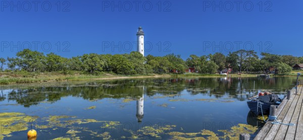 Long Erik lighthouse, Long Erik, on the northern tip of the Swedish island of Stora grundet in the Baltic Sea, panoramic photo, Stora grundet, Öland, Sweden