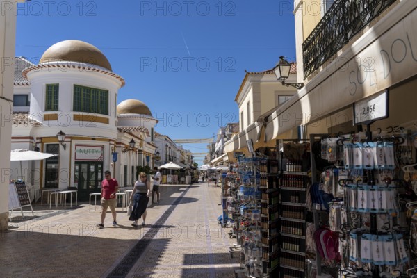 Shopping street, pedestrian zone in the town of Vila Real de Santo António, on the border with Spain, Algarve, Portugal