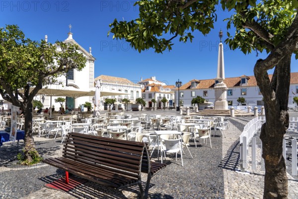 The central square Praça Marquês de Pombal, in the town of Vila Real de Santo António, on the border with Spain, Algarve, Portugal