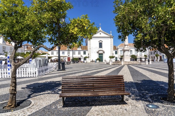 The central square Praça Marquês de Pombal, in the town of Vila Real de Santo António, on the border with Spain, Algarve, Portugal