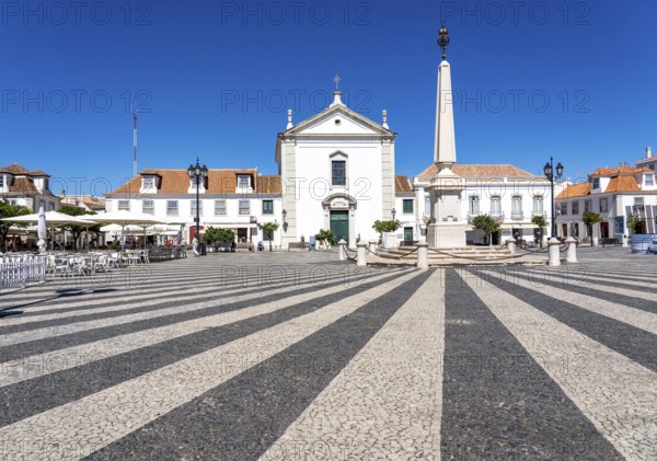 The central square Praça Marquês de Pombal, in the town of Vila Real de Santo António, on the border with Spain, Algarve, Portugal