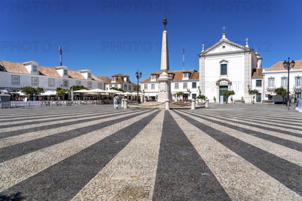 The central square Praça Marquês de Pombal, in the town of Vila Real de Santo António, on the border with Spain, Algarve, Portugal