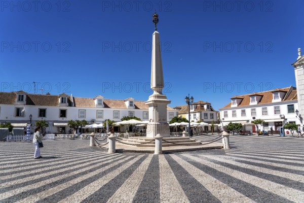 The central square Praça Marquês de Pombal, in the town of Vila Real de Santo António, on the border with Spain, Algarve, Portugal