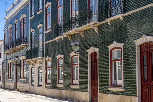 House in the old town centre, tiled, in the village of Vila Real de Santo António, on the border with Spain, Algarve, Portugal