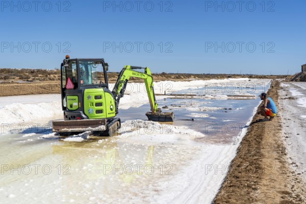 Salt extraction on the Algarve coast in Portugal, 95 per cent of Portuguese sea salt is extracted here, salt works near Tavira