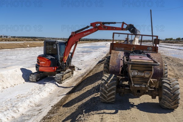Salt extraction on the Algarve coast in Portugal, 95 per cent of Portuguese sea salt is extracted here, salt works near Tavira