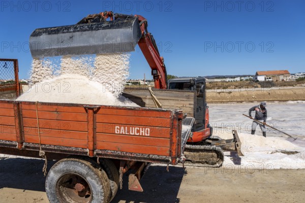 Salt extraction on the Algarve coast in Portugal, 95 per cent of Portuguese sea salt is extracted here, salt works near Tavira