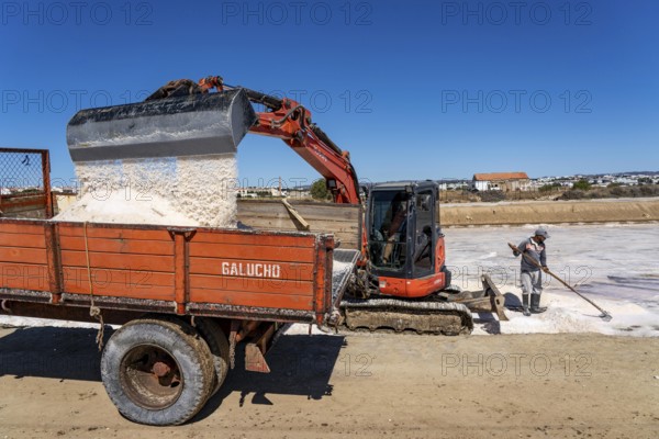 Salt extraction on the Algarve coast in Portugal, 95 per cent of Portuguese sea salt is extracted here, salt works near Tavira
