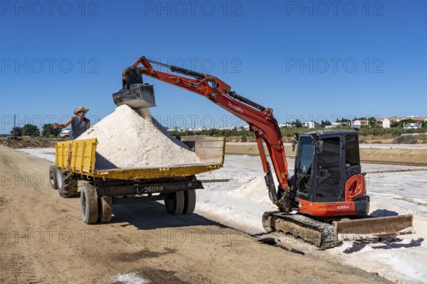 Salt extraction on the Algarve coast in Portugal, 95 per cent of Portuguese sea salt is extracted here, salt works near Tavira