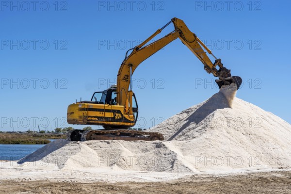 Salt extraction on the Algarve coast in Portugal, 95 per cent of Portuguese sea salt is extracted here, salt works near Tavira