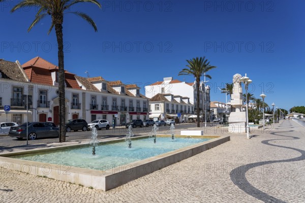 Waterfront promenade at the Vila Real de Santo António marina, town on the border with Spain, Vila Real de Santo António, Algarve, Portugal