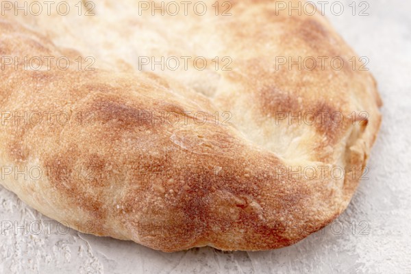Georgian lavash bread, freshly baked, top view, on the table, no people
