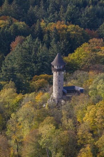 Aerial view, Wildenburg castle ruins in the Wildenburg nature reserve near Kempfeld in the Idarwald mountain range in the Hunsrück, Kempfeld, Saarland, Rhineland-Palatinate, Germany, Europe, birds-eyes view, aerial view, aerial photography, aerial photography, overview, bird's eye view