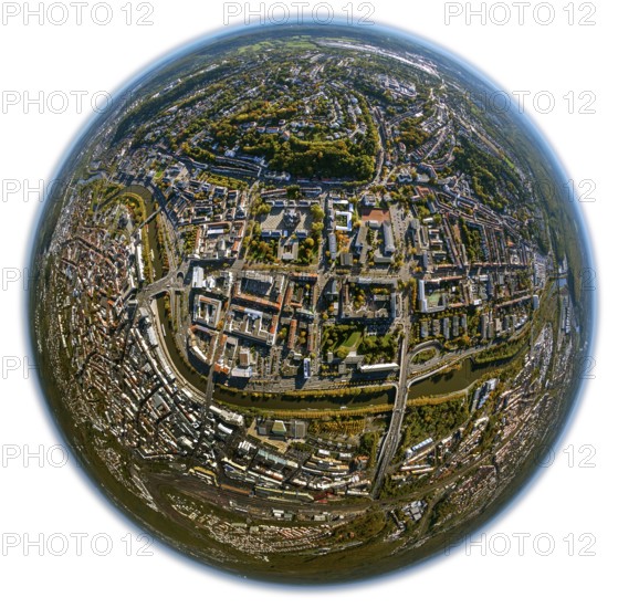 Baroque Ludwigskirche, Ludwigsplatz, Landtag des Saarlandes, Saarbrücken, Saarland, Germany, Europe, aerial view, birds-eyes view, aerial photography, aerial photography, overview, bird's eye view, state capital