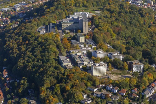 Winterbergkrankenhaus Saarbrücken, Saarbrücken, Saarland, Germany, Europe, aerial view, birds-eyes view, aerial photography, aerial photography, overview, overview, bird's eye view, state capital