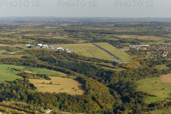 Saarbrücken-Ensheim Airport, Saarbrücken Airport, Saarbrücken, Saarbrücken, Saarland, Germany, Europe, aerial view, birds-eyes view, aerial photography, aerial photography, aerial photography, overview, bird's-eye view, state capital