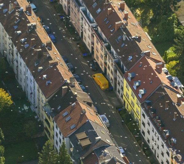 Carrier pigeons over Reuterstraße, perimeter block development, Saarbrücken, Saarland, Germany, Europe, aerial view, birds-eyes view, aerial photography, aerial photography, overview, overview, bird's eye view, state capital