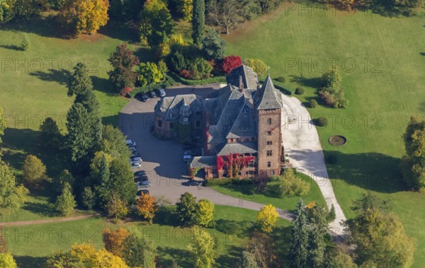 Aerial photo, guest house Schloss Saareck, Mettlach, Saarland, Germany, Europe, birds-eyes view, aerial view, aerial photography, aerial photography, overview, bird's eye view