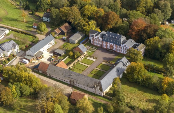 Hotel Schloss Münchweiler, Wadern, Saarbrücken, Saarland, Germany, Europe, aerial photo, birds-eyes view, aerial photography, aerial photography, overview, bird's eye view
