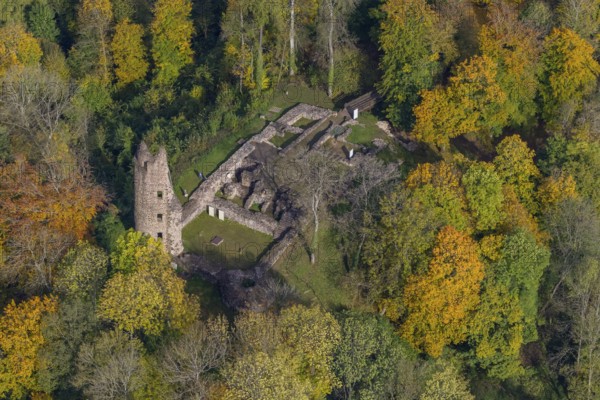 Ruin Dagstuhl next to the Leibniz Centre for Informatics, Wadern, Saarbrücken, Saarland, Germany, Europe, aerial photo, birds-eyes view, aerial photography, aerial photography, overview, overview, bird's eye view